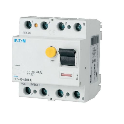 Intrerupator diferential PF7, 4P, 63A, 30mA, AC, 10kA - SKU:  263590