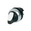 Actuator comutator selector iluminat M22, 3 pozitii, momentan, alb, rama titan - SKU: 216833