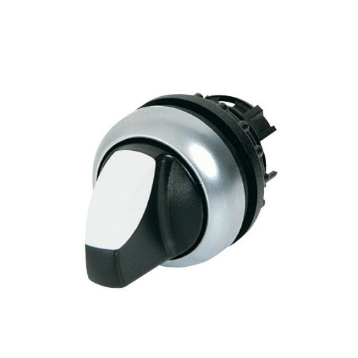 Actuator comutator selector iluminat, 2 pozitii, alb, cu maner - SKU:  216812