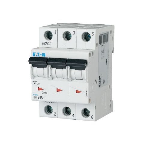 Intrerupator automat Eaton PL6, 3P, C, 63A, 6kA - SKU:  286607