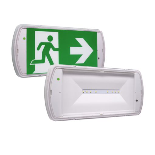 Corp de iluminat de urgenta LED EXIT IP65 3 pictograme - SKU:  SL2MNM65D3C3A