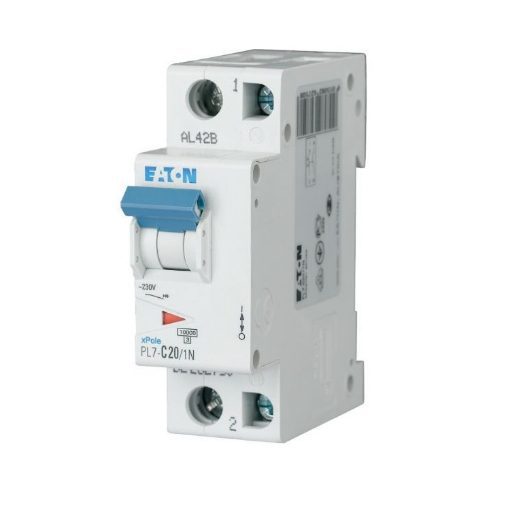 Intrerupator automat Eaton PL7-C20/1N, 20A, caracteristica C, 10kA - SKU:  262750