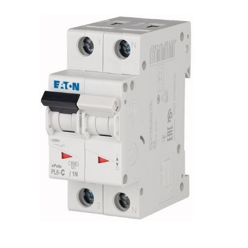 Intrerupator automat PL6, 1-pol+N, caracteristica C, 6A, 6kA - SKU:  106031