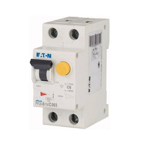 Intreruptor automat modular la curent rezidual, 6A, 30mA, curba C, 1P+N - SKU:  286464