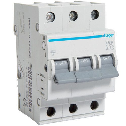 Disjunctor modular 3P 16A 6kA curba C, 3 module - SKU:  MC316A
