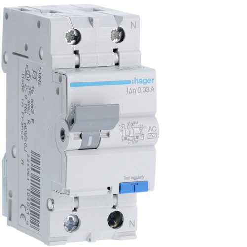 Disjunctor diferential RCBO 1P+N 16A 10mA curba B tip A - SKU:  AC916J