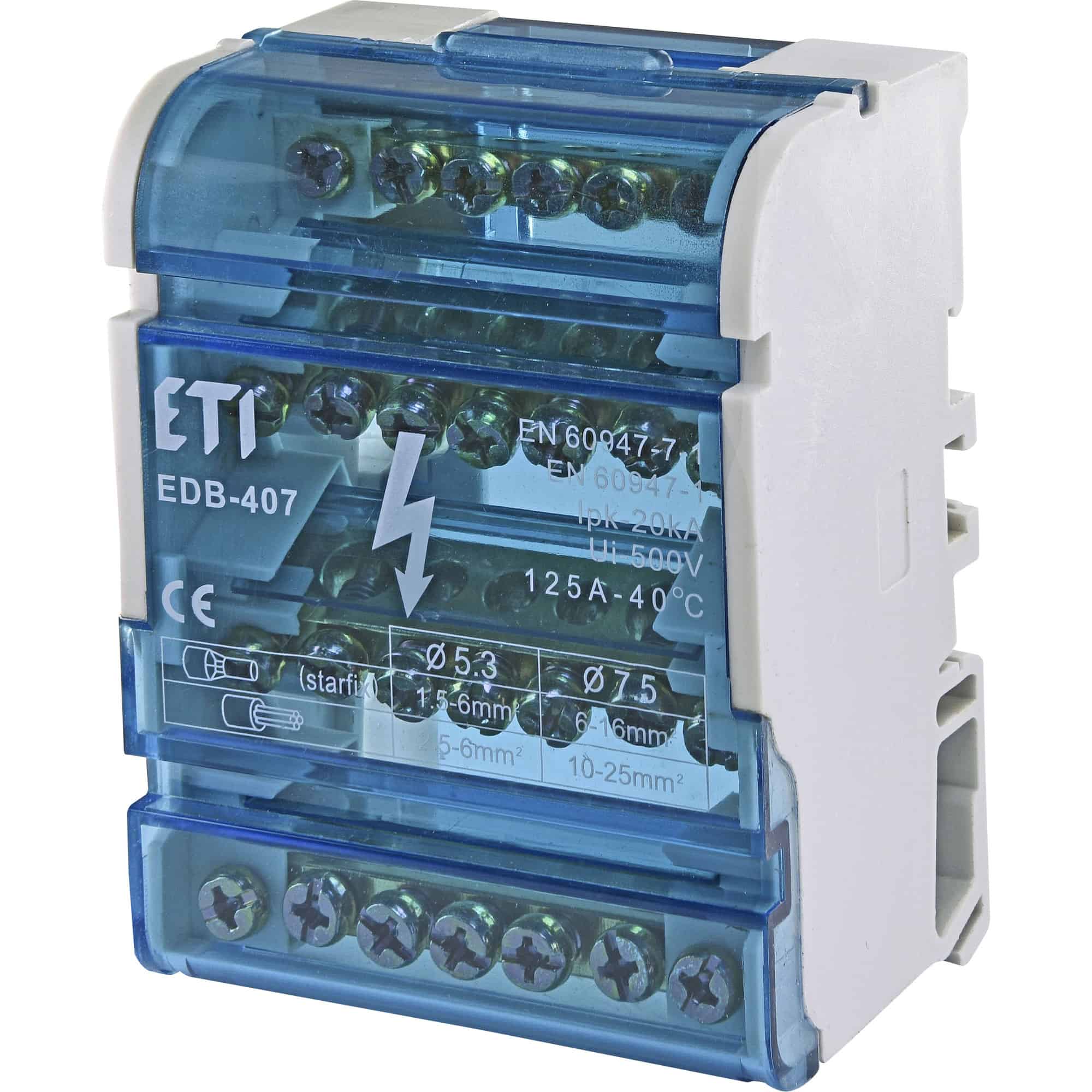 Bloc distributie tetrapolar ETI, 4 bare x 7 poli, 125A - SKU: 1102303