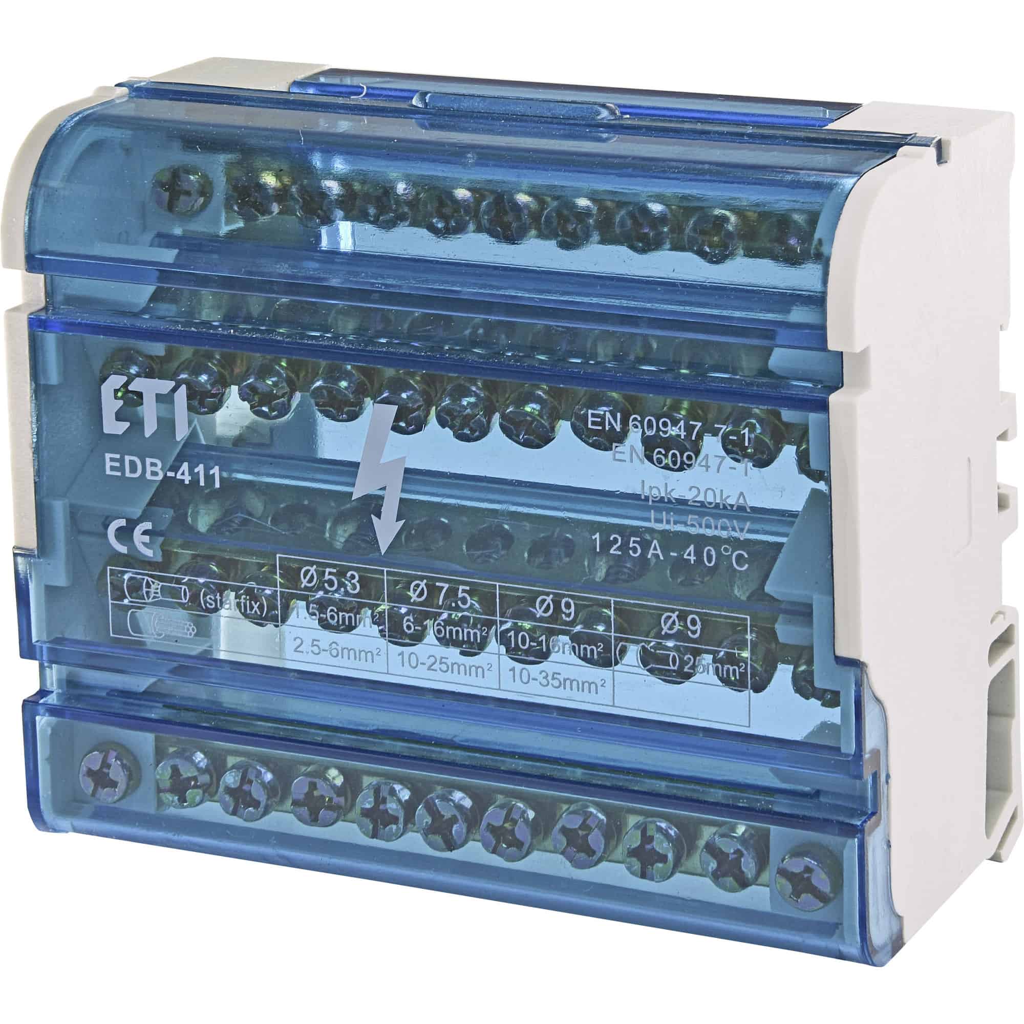 Bloc distributie tetrapolar ETI, 4 bare x 11 poli, 125A - SKU: 1102304
