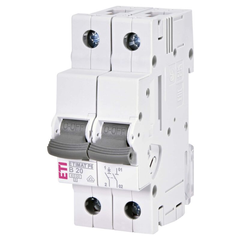 Disjunctor bipolar ETI 1P+N 20A curba B 6kA - SKU:  1900111