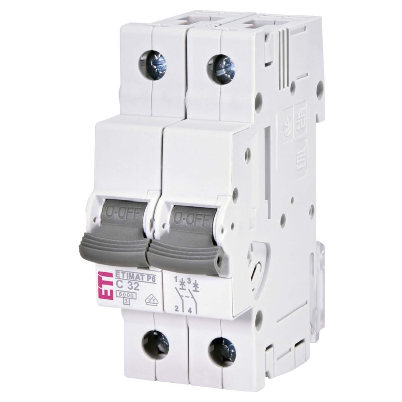 Siguranta automata bipolara ETI 2P 32A curba C 6kA - SKU:  1900233