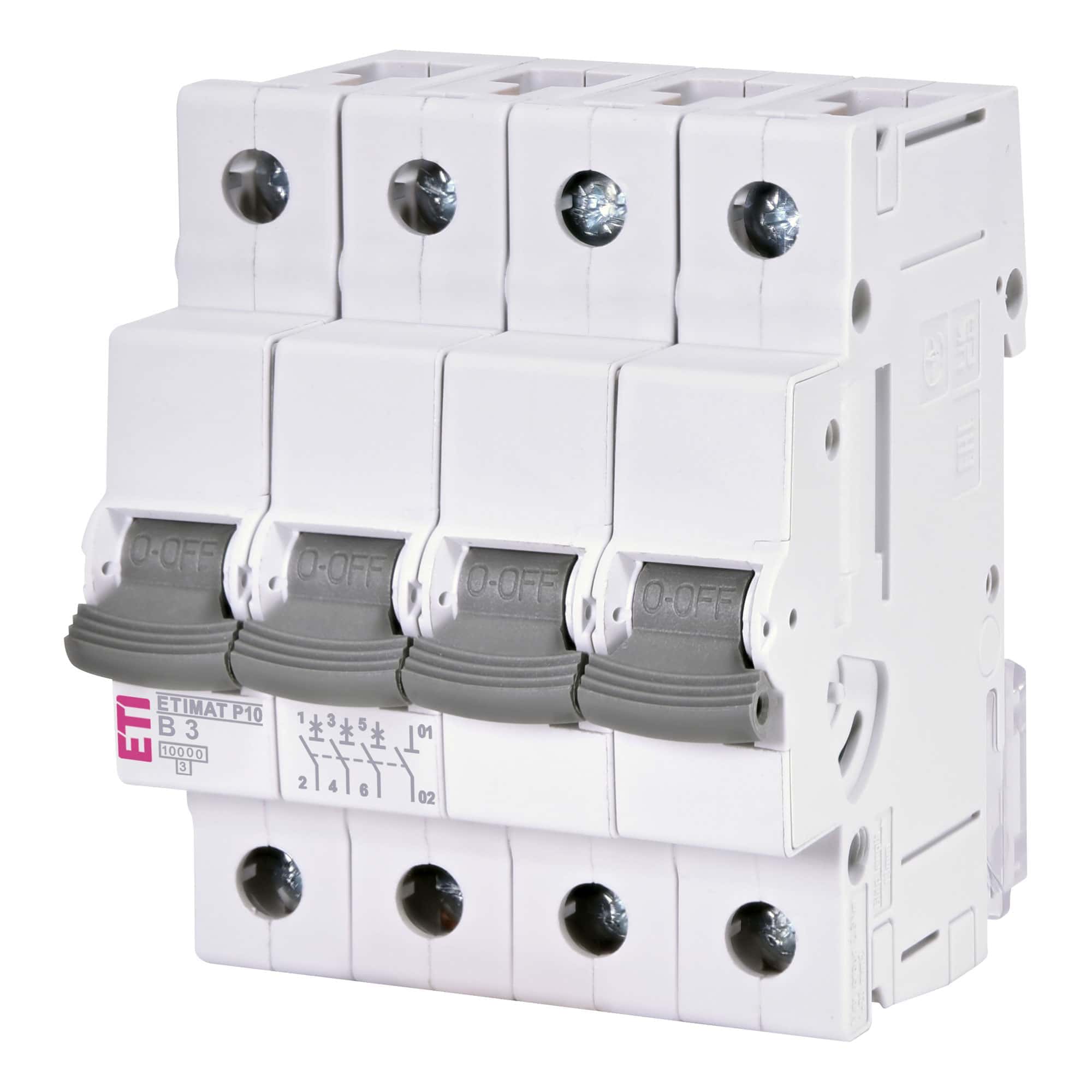 Siguranta automata tetrapolara 3P+N, 3A, curba B, 10kA - SKU: 1901405