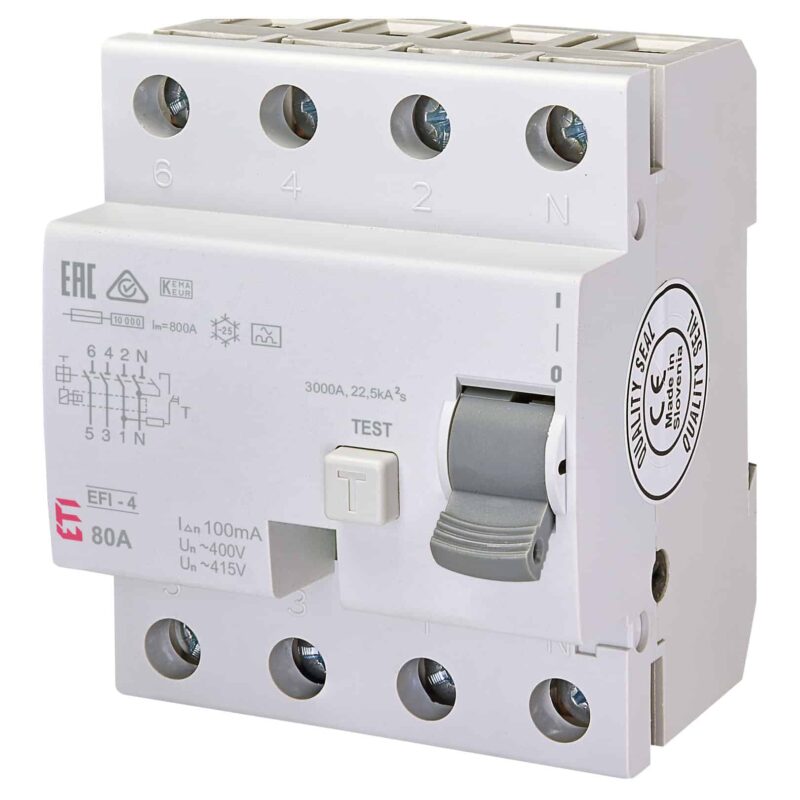 Disjunctor diferential trifazat 80A, 100mA, tip A, 10kA - SKU:  2063545