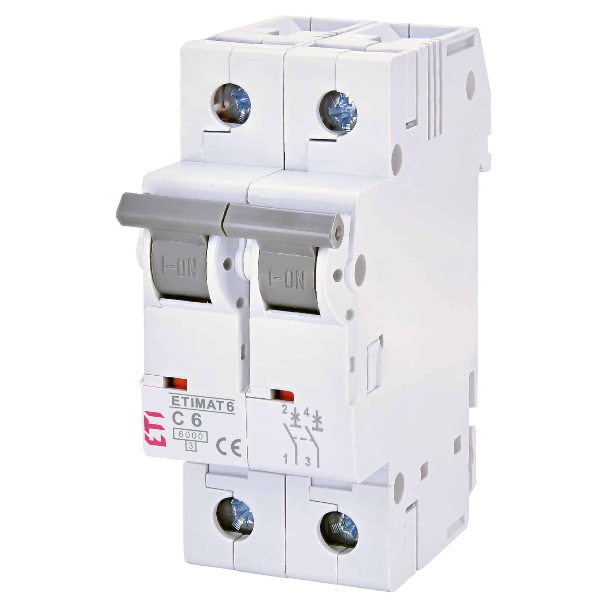 Disjunctor bipolar ETIMAT 6 2P C 6A 6kA - SKU: 2143512