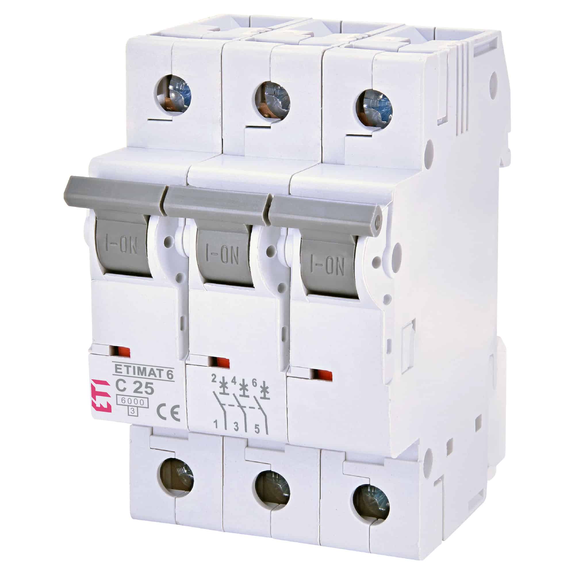 Disjunctor tripolar ETI 3P 25A curba C 6kA - SKU: 2145518