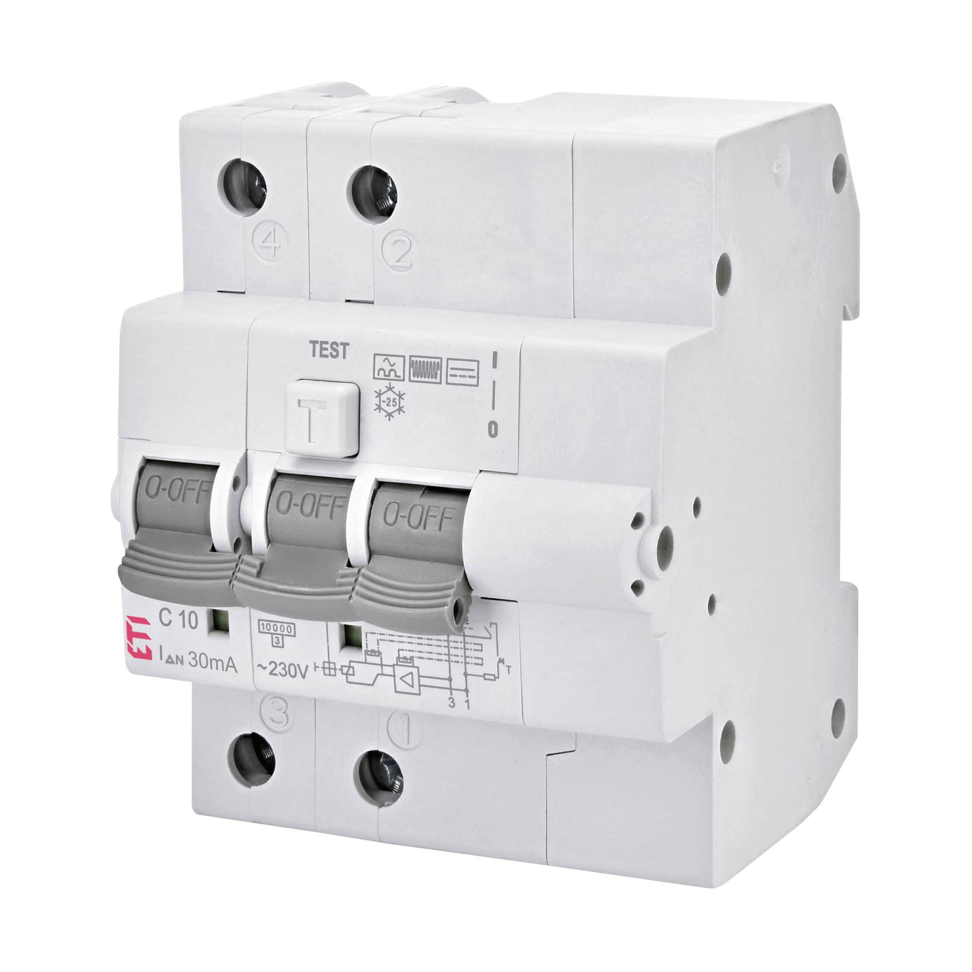 Siguranta automata diferentiala monofazica 10A 30mA curba C RCBO - SKU: 2174532