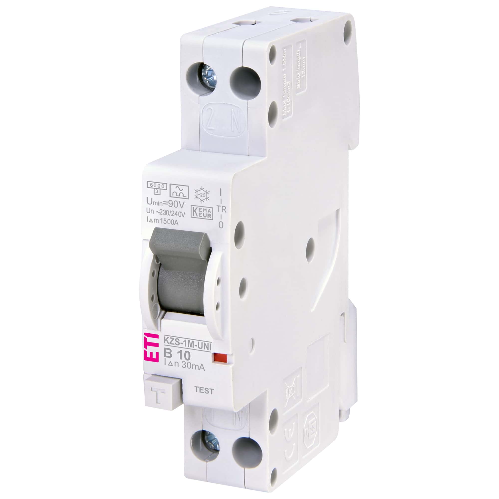 Disjunctor monofazat cu protectie diferentiala 10A, 30mA, curba B, tip A - SKU: 2176022