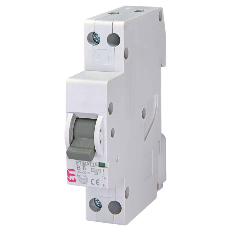 Disjunctor bipolar ETIMAT 6 1P+N, 6A, curba B, 6kA - SKU:  2191101