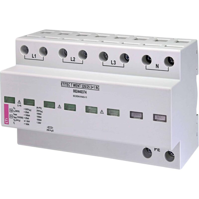 Descarcator supratensiune 3+0 compact cu semnalizare 3P tip B+C 320VAC TN-C - SKU:  2440373