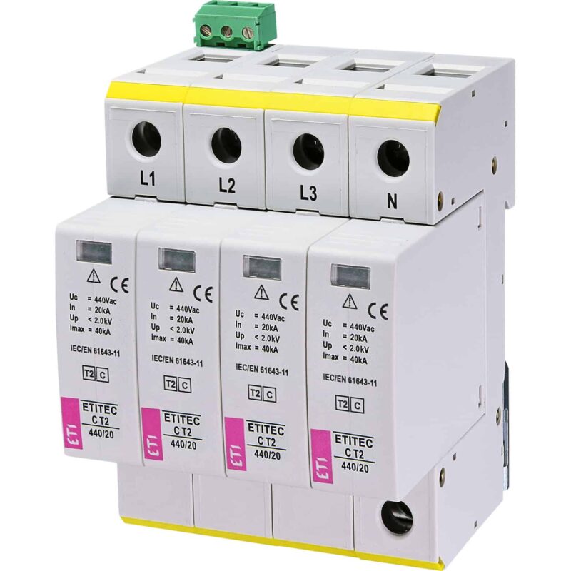 Descarcator supratensiune ETITEC C T2 440/20 (4+0) 4P debrosabil - SKU:  2440408