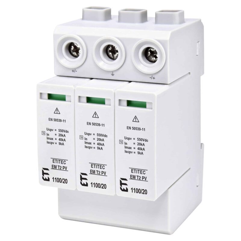 Descarcator supratensiune T2 PV 1100VDC, debrosabil, 2+1, tip C - SKU:  2440623