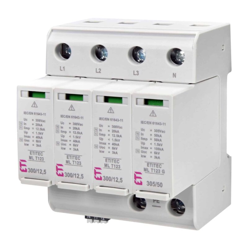 Descarcator supratensiune 3+1 debrosabil cu semnalizare 4P tip C 300VAC  - SKU:  2440672