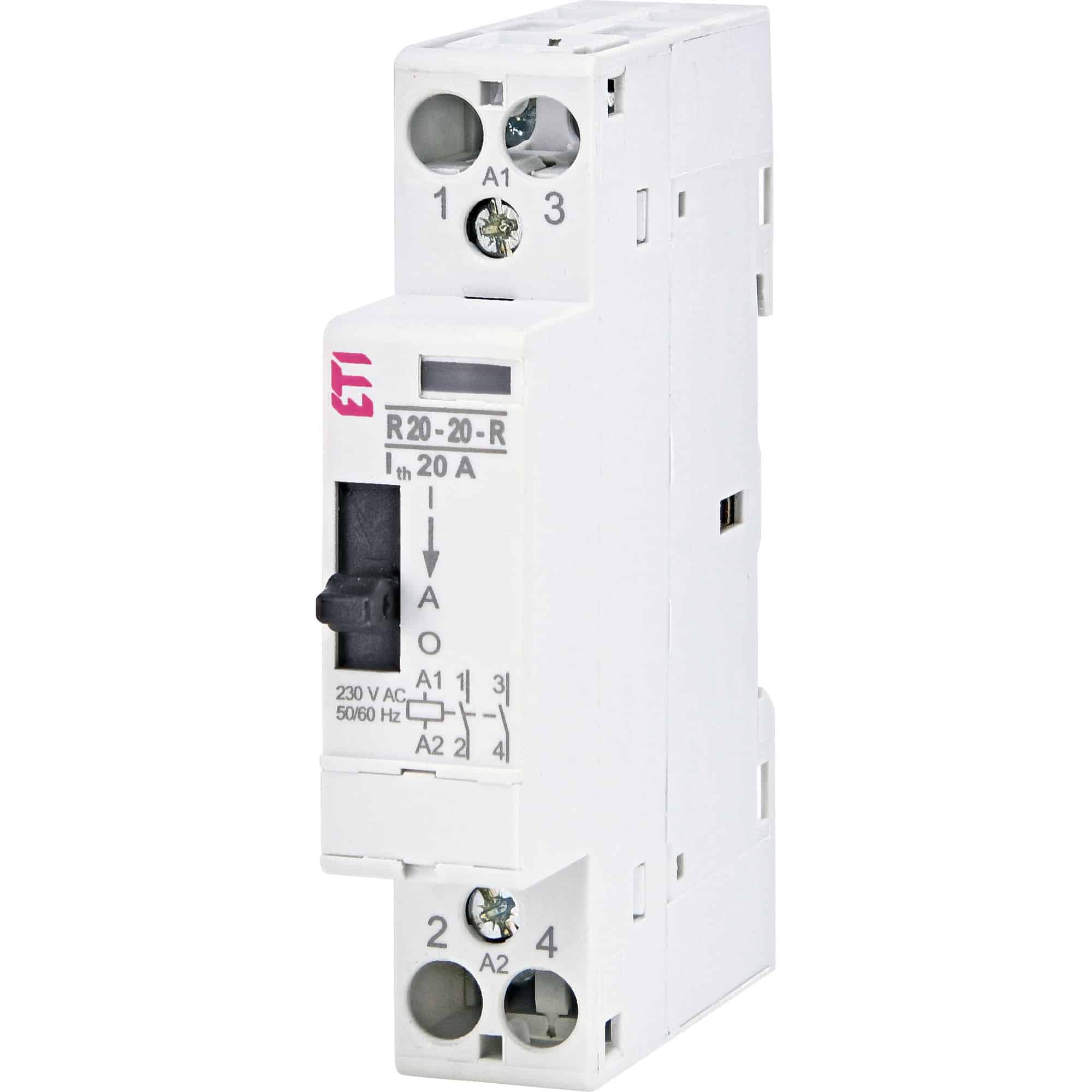 Contactor modular ETI ON-OF-AUTO 230VAC 20A 2P 2ND tip RD - SKU: 2464040