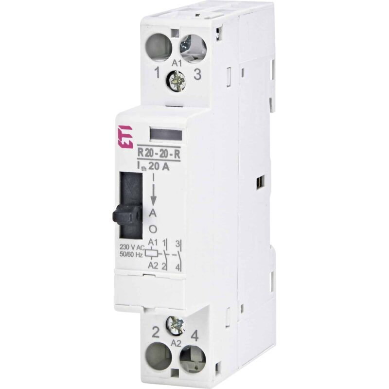 Contactor modular ETI ON-OF-AUTO 230VAC 20A 2P 1ND+1NI tip RD - SKU:  2464044