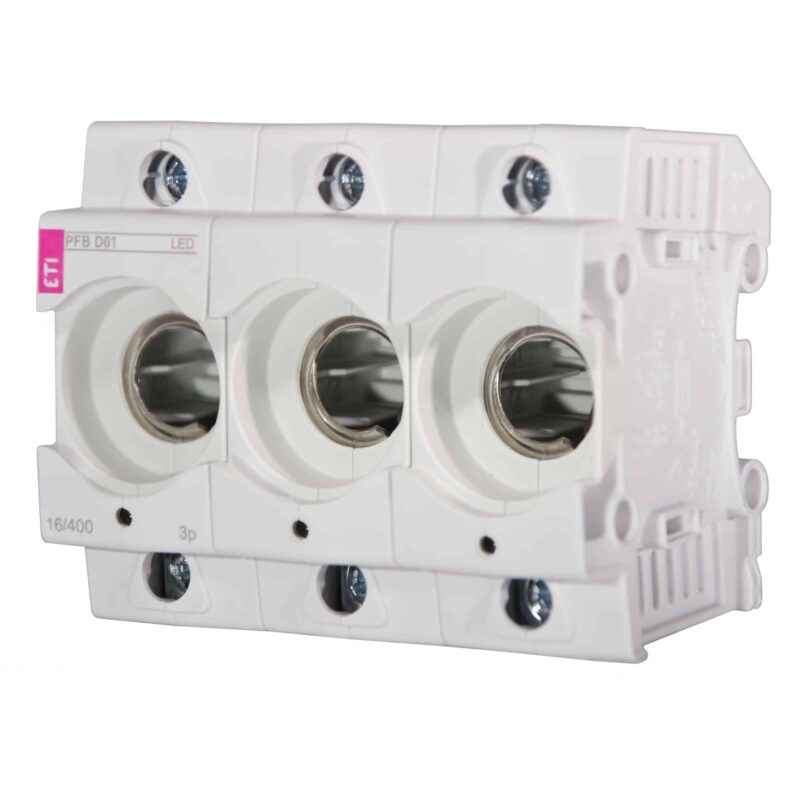 Soclu sigurante fuzibile cilindrice ETI cu LED, 3P, D01 - SKU:  2510014