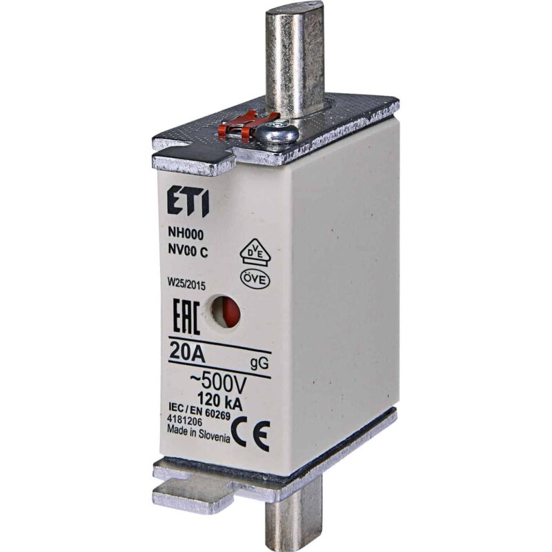 Siguranta fuzibila MPR fara izolatie ETI, Gr.00C, gG, 20A, 120kA, 500VAC - SKU:  4181206