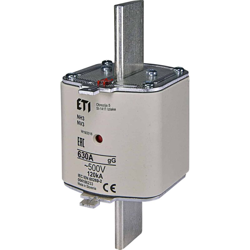 Siguranta fuzibila MPR fara izolatie ETI, Gr.3, gG, 630A, 120kA, 500VAC - SKU:  4186233