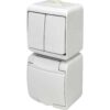 Priza 2P+E cu intrerupator dublu, capac opac, verticala, alb, IP44 - SKU: 4668027