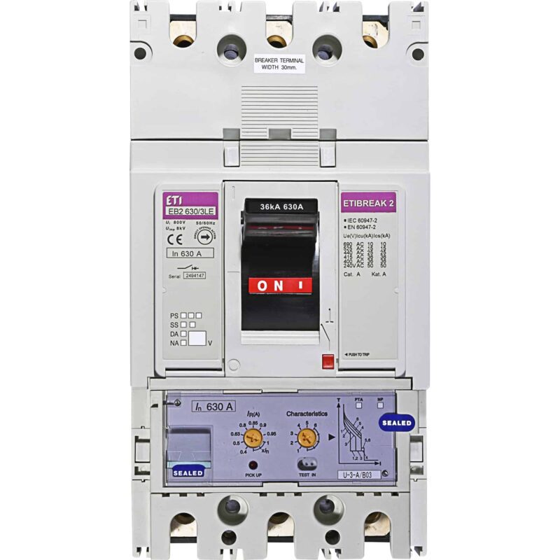 Intrerupator automat MCCB 630A, 4P, 36kA, reglabil - SKU:  4672127