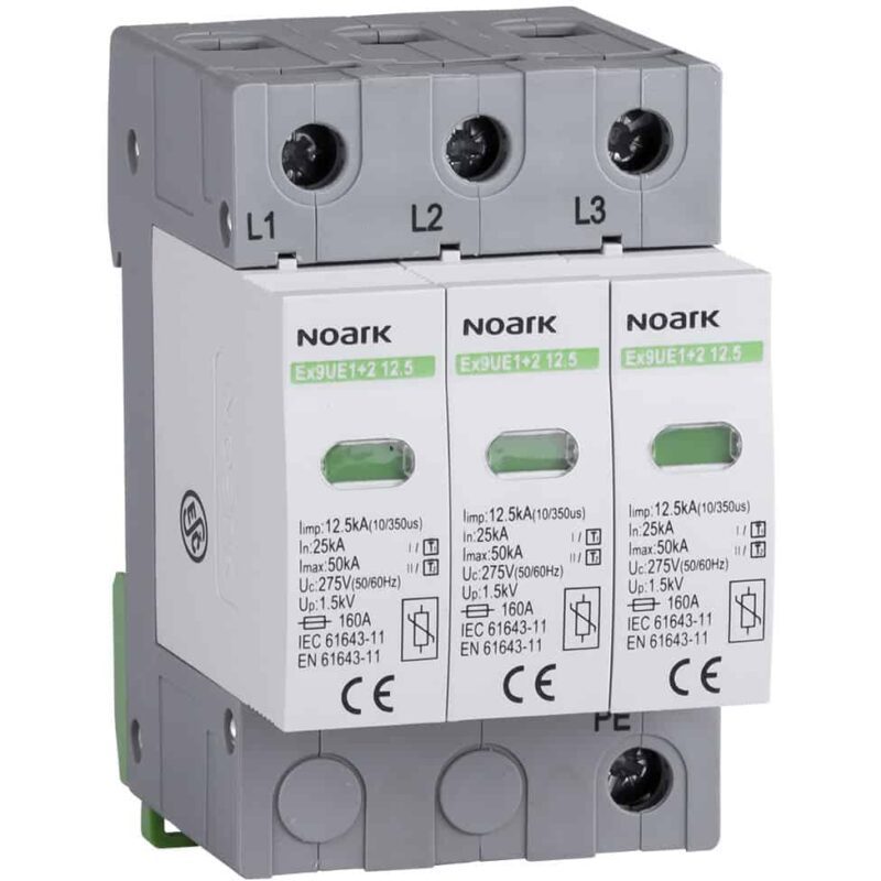 Descarcator supratensiune 3P tip B+C, 275VAC, Iimp 12.5kA - SKU:  103338