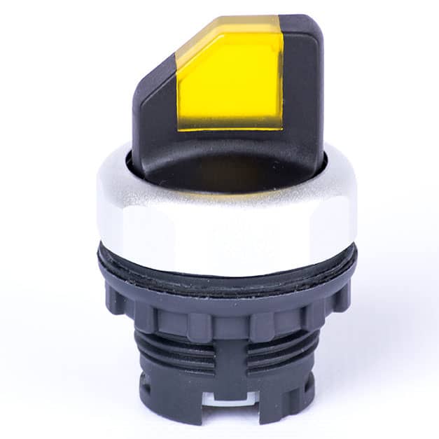 Comutator cu maneta scurta cu retinere/revenire luminoasa galben stanga 1-0-2 - SKU:  105553