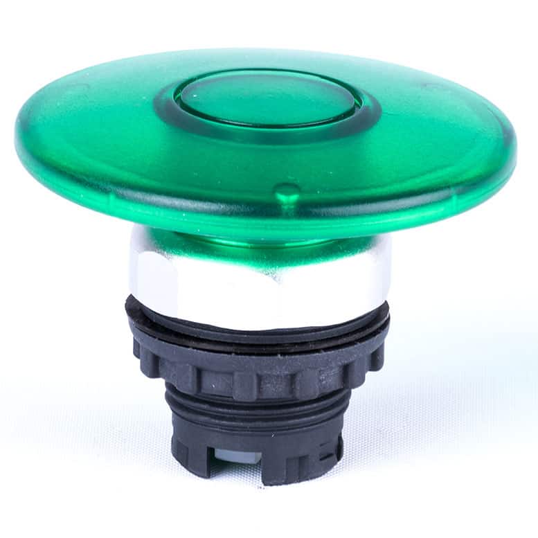 Buton comanda cu ciuperca, 60mm, iluminat verde, revenire - SKU:  105652