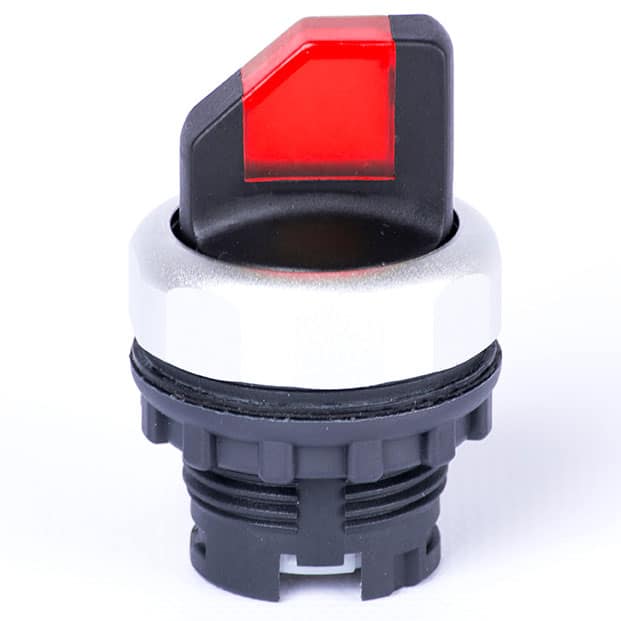 Comutator cu maneta scurta cu retinere luminoasa rosu 1-0-2 - SKU:  105685