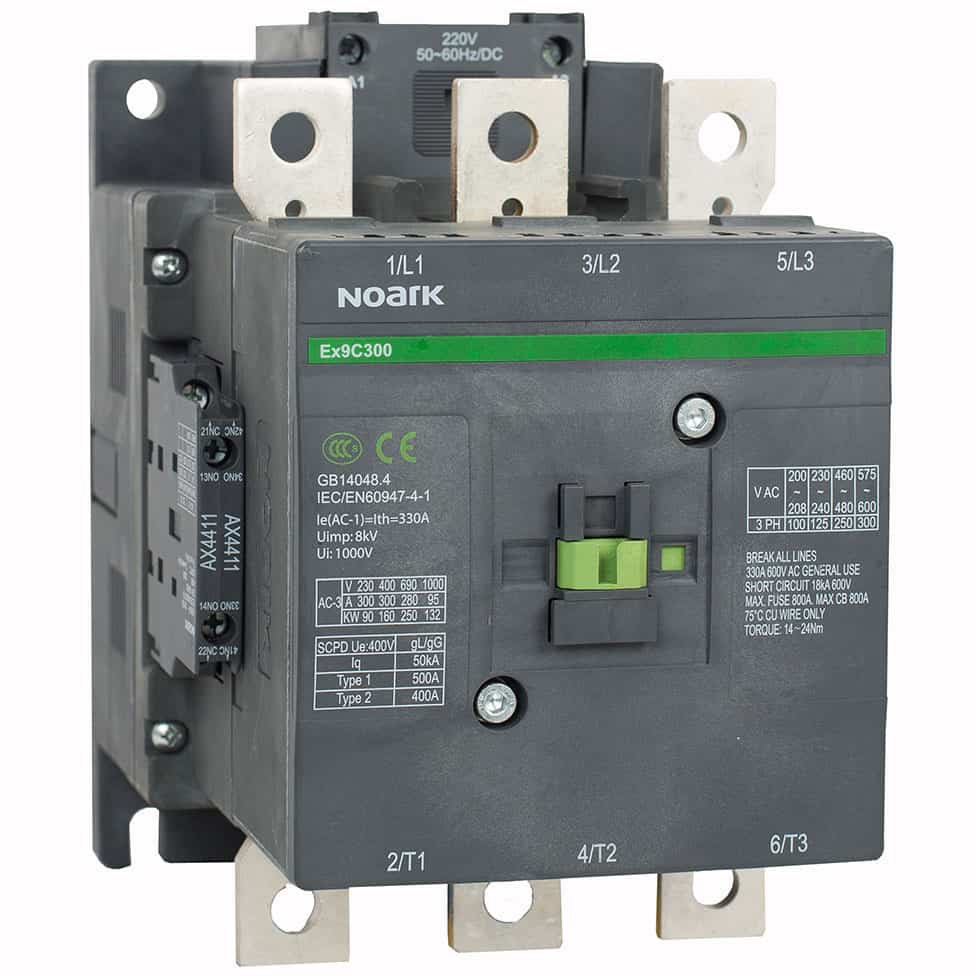 Contactor Noark Ex9C300 3P 300A AC-3, 230V AC/DC 2Z+2V - SKU: 106279