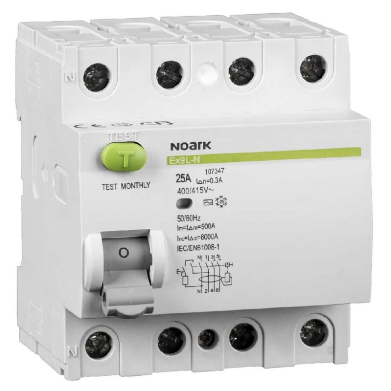 Disjunctor diferential trifazic 16A, 30mA, tip A, 6kA, 4 poli - SKU:  108360