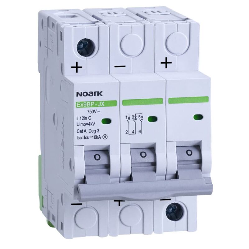 Siguranta automata tripolara Noark 63A curba C pentru fotovoltaice - SKU:  110105