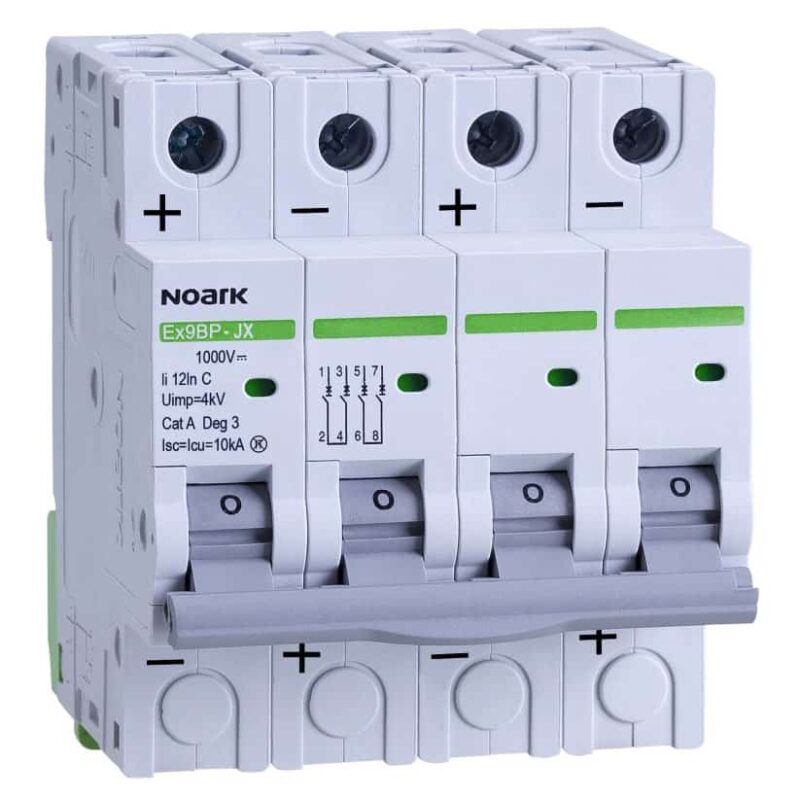 Siguranta automata tetrapolara 4P 10A curba C 10kA pentru fotovoltaice 1000VDC - SKU:  110111