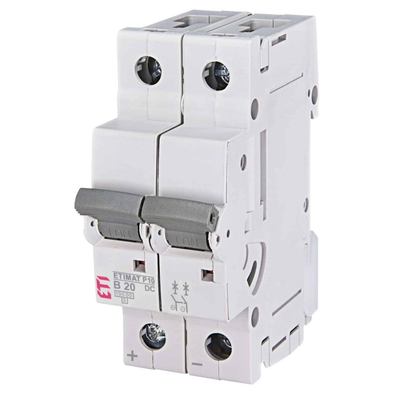 Disjunctor bipolar ETIMAT P10-DC, 2P, 20A, curba B, 10kA - SKU:  262020107
