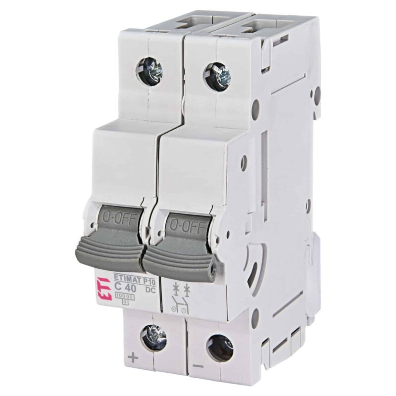 Disjunctor bipolar ETIMAT P10-DC 2P C40, 40A, 10kA, curba C - SKU:  264021100