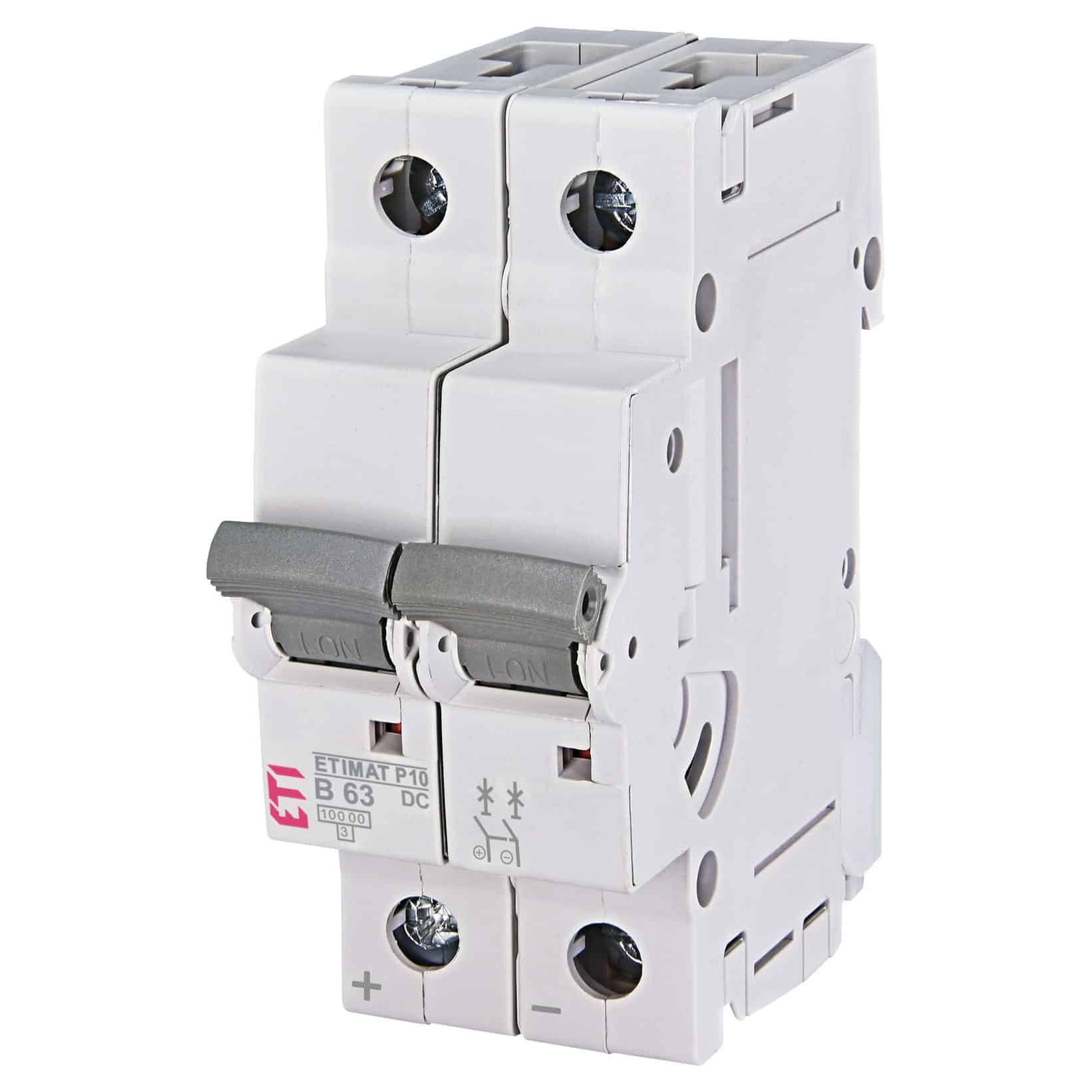 Disjunctor bipolar automat ETI, 2P, 63A, curba B, 10kA - SKU: 266320100