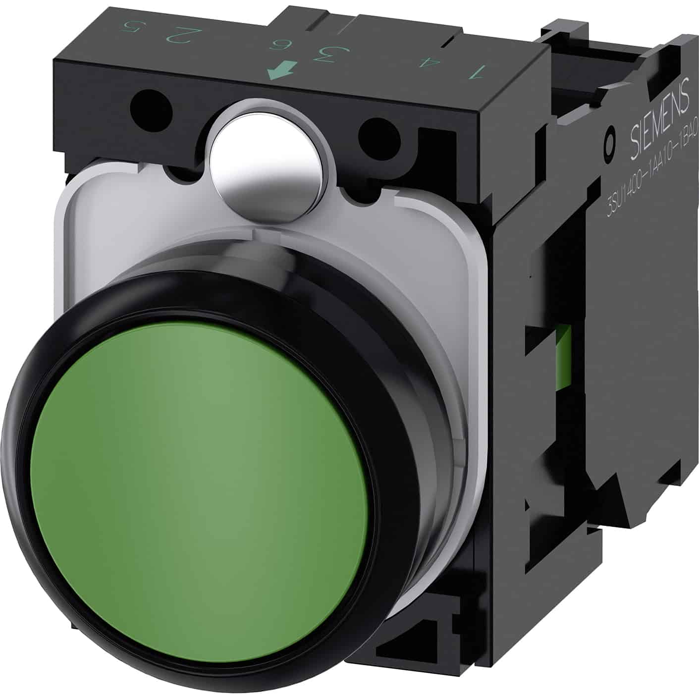 Buton comanda cu revenire 1ND verde 22mm - SKU: 3SU1100-0AB40-1BA0