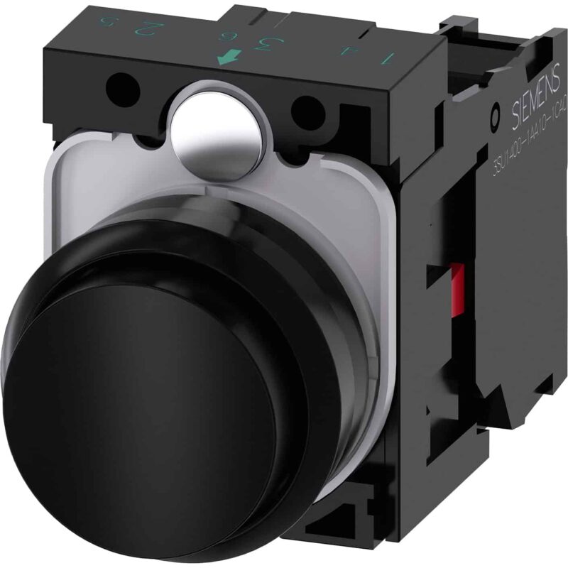 Buton comanda cu revenire, 1NO, negru, in relief - SKU:  3SU1100-0BB10-1CA0