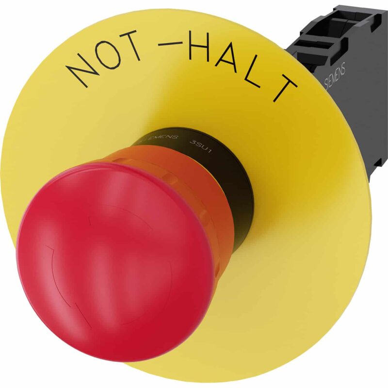 Buton comanda ciuperca avarie cu retinere, 1NO+1NC, rotund 22mm - SKU:  3SU1100-1HB20-1FH0