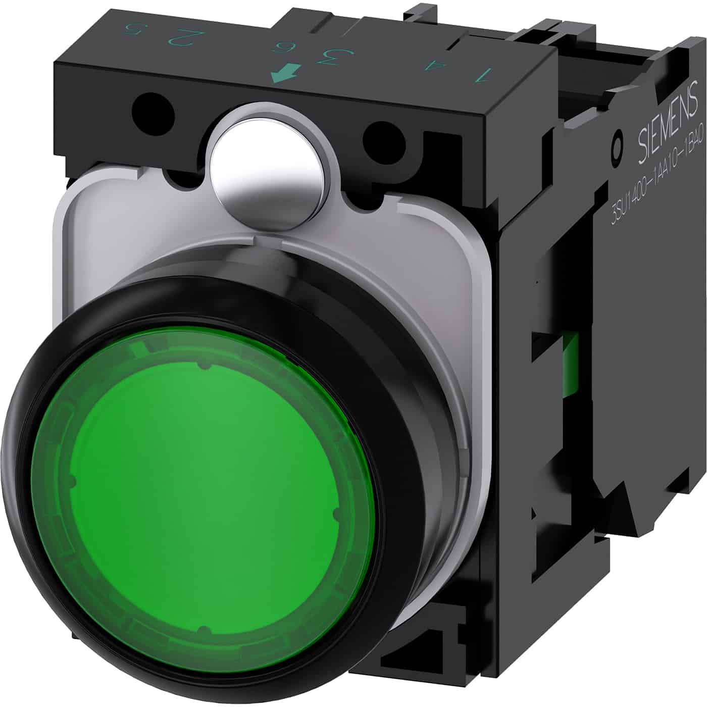 Buton de comanda cu revenire si LED, 24VAC/DC, 1ND, verde - SKU: 3SU1102-0AB40-1BA0