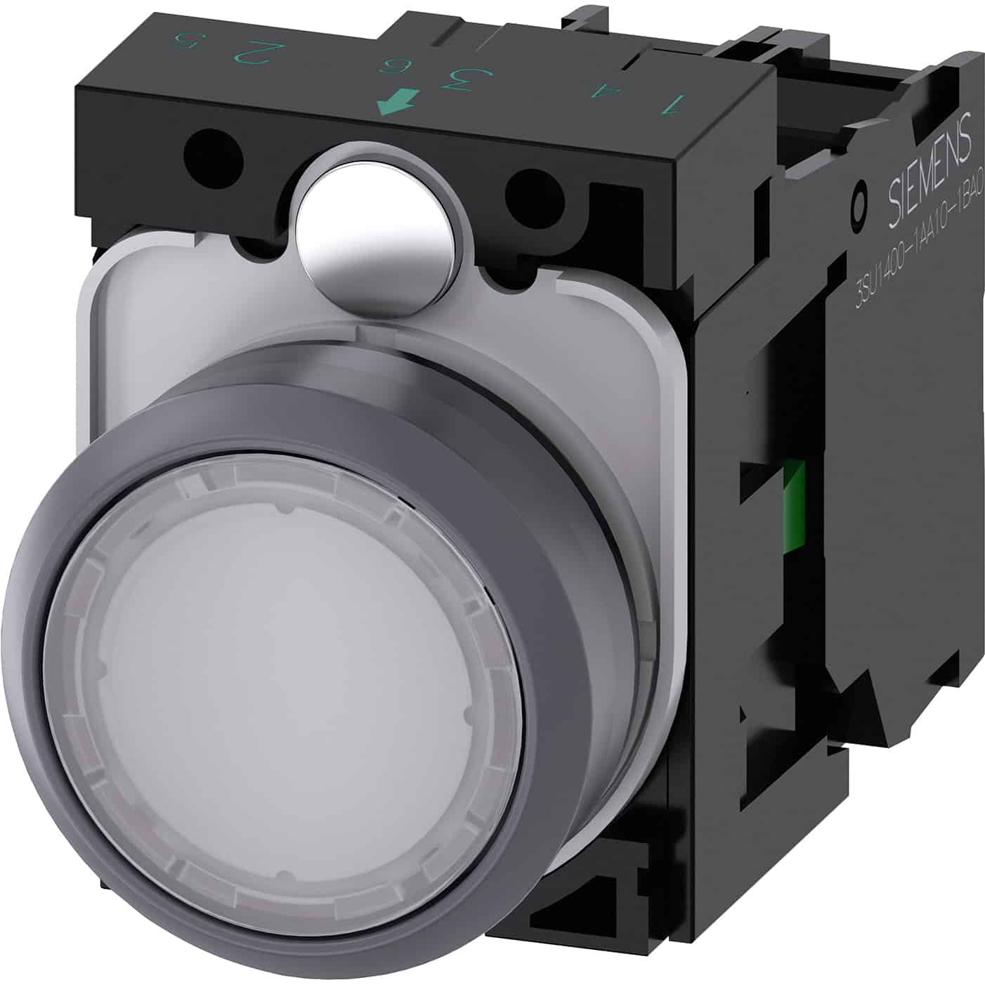 Buton comanda cu revenire si LED, 1ND, 24VAC/DC, alb - SKU: 3SU1132-0AB60-1BA0