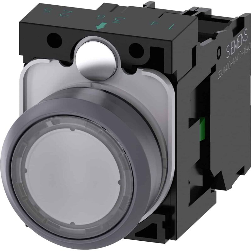 Buton comanda cu revenire si LED, 1ND, 24VAC/DC, transparent - SKU:  3SU1132-0AB70-1BA0