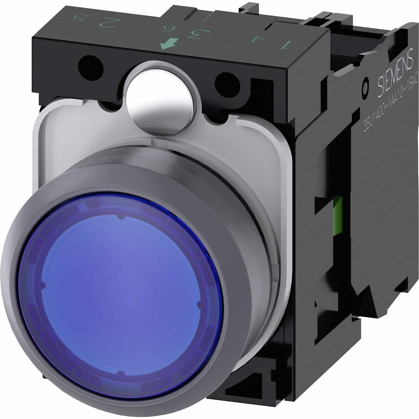 Buton comanda cu revenire si LED, 1ND, 110VAC, albastru - SKU: 3SU1133-0AB50-1BA0